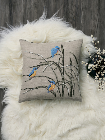 Набор для вышивания подушки "Зимородки". Арт 83-1316