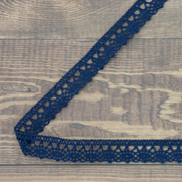 Кружево плетеное, 10 мм, цвет синий, 100% хлопок, 5 м. Арт K-5001-242