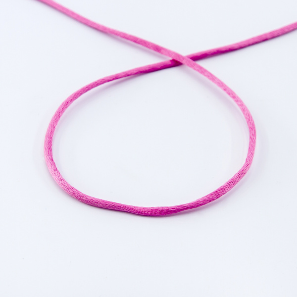 Шнур атласный SAFISA 2 мм, 25 м, цвет 20, розовый темный . Арт 462-20                  