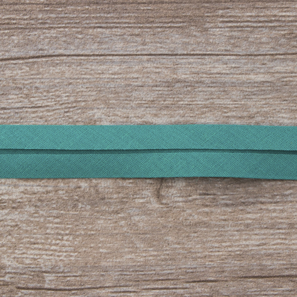 Косая бейка хлопок/полиэстер, 18 мм, 25 м, цвет 134, темно-бирюзовый. Арт 6120-18мм-134           