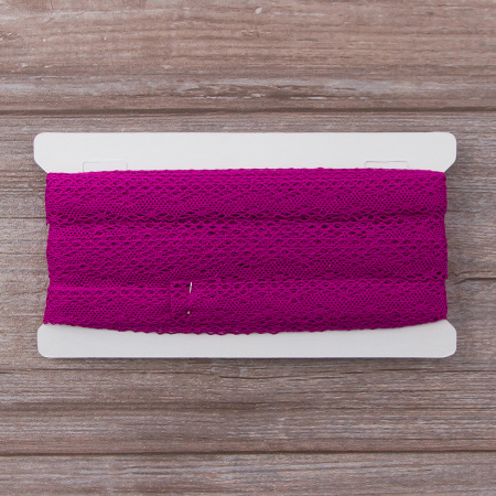 Мерсеризованное хлопковое кружево, 20 мм, цвет цикламеновый. Арт 1796/25