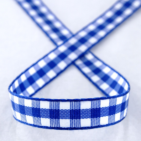 Лента с рисунком клетка SAFISA, 11 мм, 25 м, цвет 13, синий. Арт 469-11мм-13             