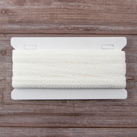 Мерсеризованное хлопковое кружево, 20 мм, цвет белый. Арт 1579/01