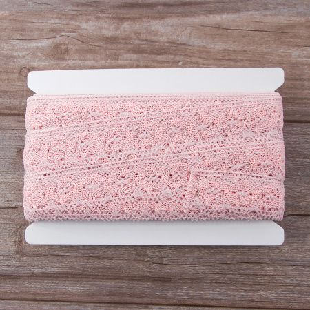 Мерсеризованное хлопковое кружево, 35 мм, цвет розовый. Арт 2222/06