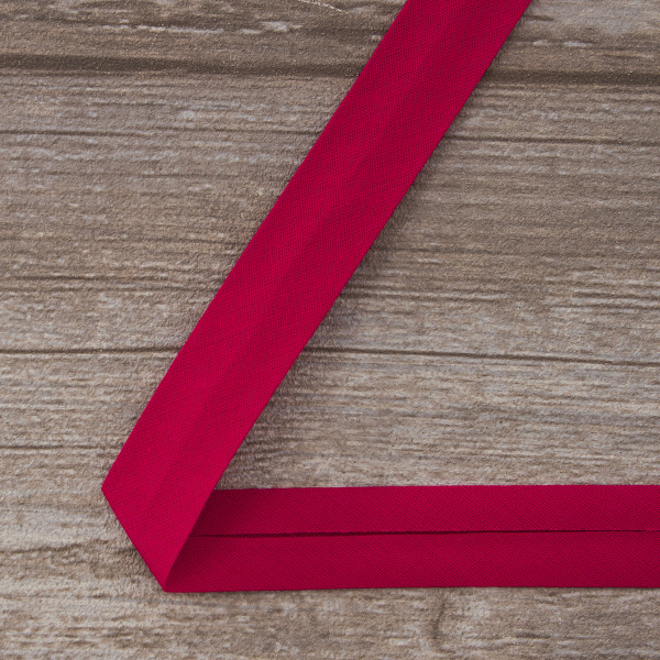 Косая бейка хлопок/полиэстер 20 мм, 25 м, цвет 124, малиновый. Арт 6120-20мм-124           