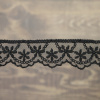 Кружево-вышивка на тюле, 28 мм, цвет черный, 100% полиэстер, 3,5 м. Арт T-1910.13