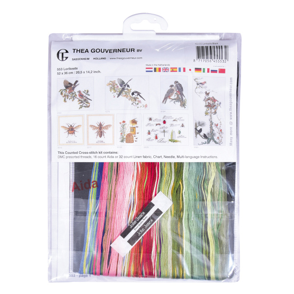 Набор для вышивания "Стайка попугаев", канва лён 32 ct. Арт 553