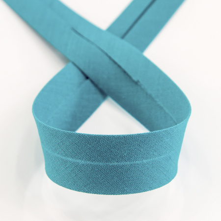 Косая бейка хлопок/полиэстер 20 мм, 25 м, цвет 55, малахитовый. Арт 6120-20мм-55            