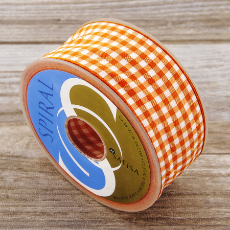 Лента с рисунком клетка SAFISA, 40 мм, 25 м, цвет 61, оранжевый. Арт 469-40мм-61             