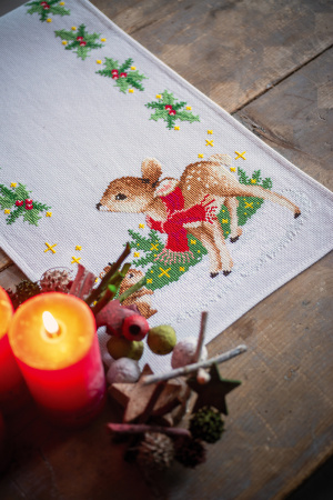 Набор для вышивания дорожки "Маленький олененок с кроликом". Арт PN-0166670