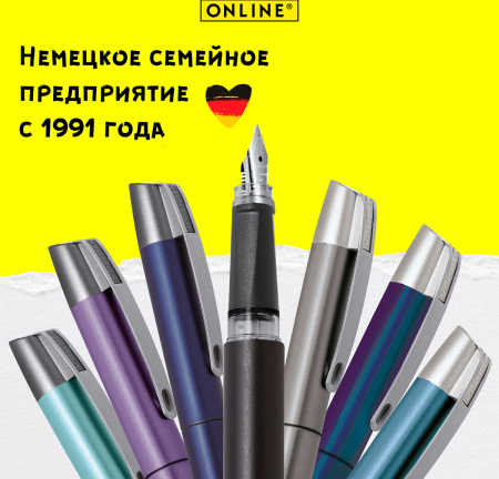 Ручка перьевая "Campus" с синим картриджем, размер пера M, 0.5 мм, цвет корпуса бирюзовый с серым. Арт 61313/3D