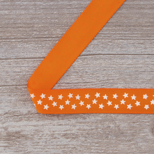 Лента репсовая SAFISA рисунок "звездочки", 15 мм, 15 м, цвет 61, алый. Арт 35120-15мм-61