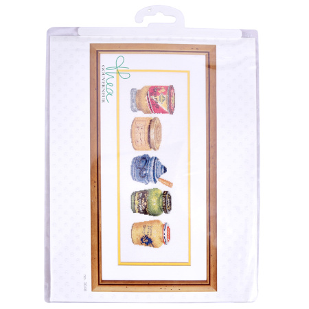 Набор для вышивания "Банки с горчицей", канва аида 18 ct. Арт 3046A                   