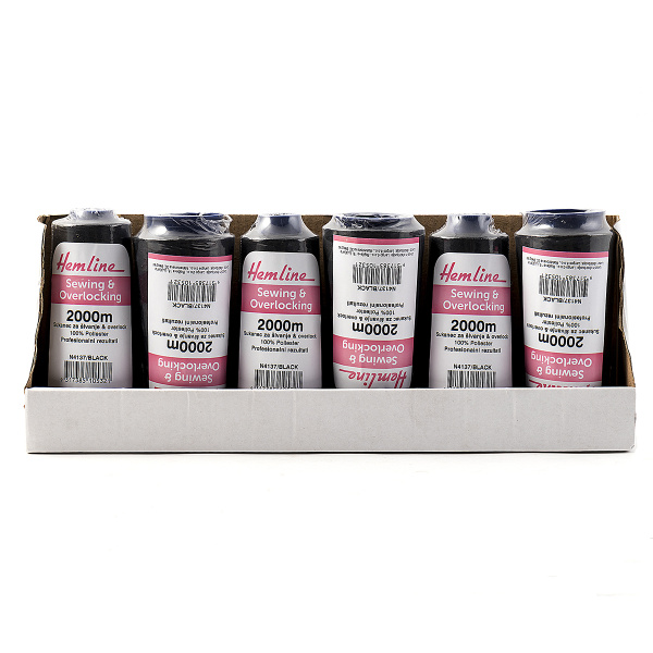 Нить универсальная  Hemline для шитья и оверлока, 2000 м. Арт N4137/BLACK