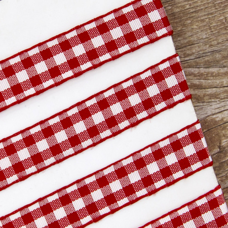Лента с рисунком клетка SAFISA, 16(18) мм, 25 м, цвет 14, красный. Арт 469-16мм-14             