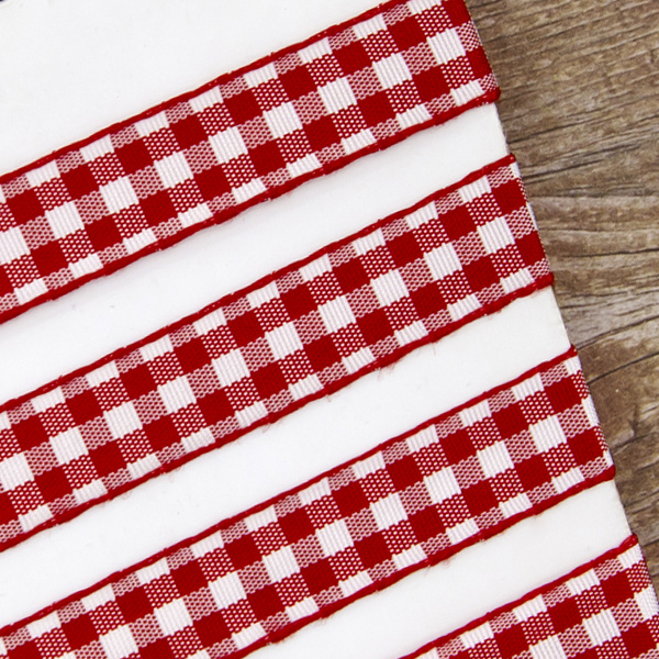 Лента с рисунком клетка SAFISA, 16(18) мм, 25 м, цвет 14, красный. Арт 469-16мм-14             