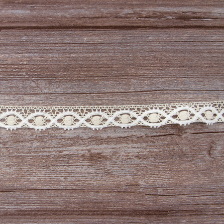 Мерсеризованное хлопковое кружево, 20 мм, цвет сливочный с белым. Арт 3489/30