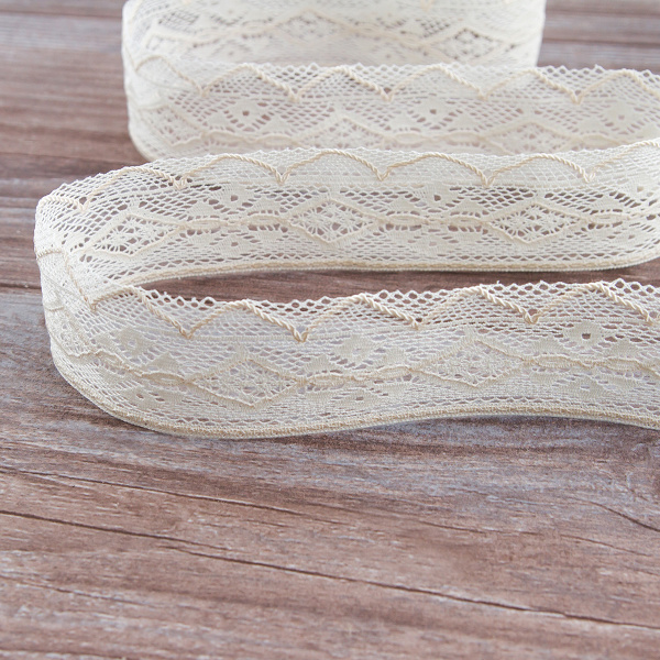 Мерсеризованное хлопковое кружево, 45 мм, шампань. Арт 2173/72