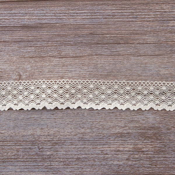 Мерсеризованное хлопковое кружево, 30 мм, цвет шампань. Арт 2021/72