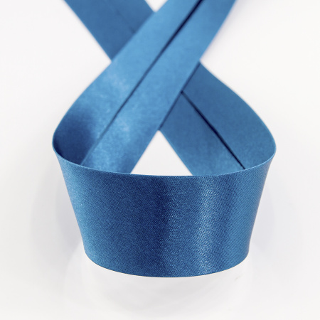 Косая бейка атласная 30 мм, 25 м, цвет 79, морская волна. Арт 6260-30мм-79            