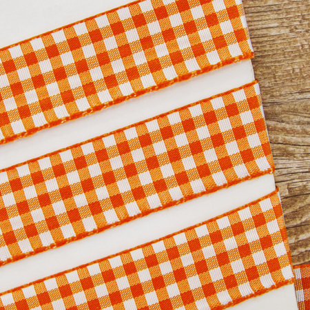 Лента с рисунком клетка SAFISA, 25 мм, 25 м, цвет 61, оранжевый. Арт 469-25мм-61             