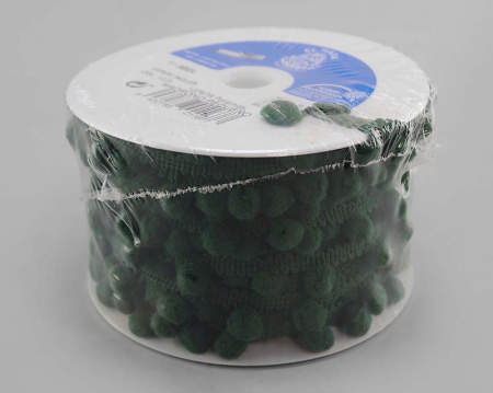 Тесьма с помпонами MATSA цвет темно-зеленый. Арт 96924/1025