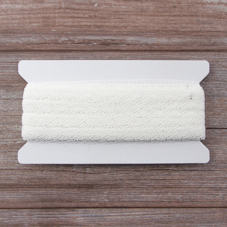 Мерсеризованное хлопковое кружево, 16 мм, белый. Арт 2106/01