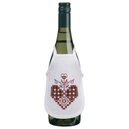 Набор для вышивания фартучков на бутылку в технике харгандер "Красные сердечки". Арт 78-0633
