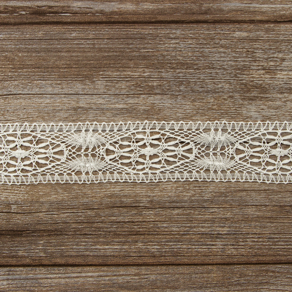 Мерсеризованное хлопковое кружево, 50 мм, цвет белый. Арт 2219/01