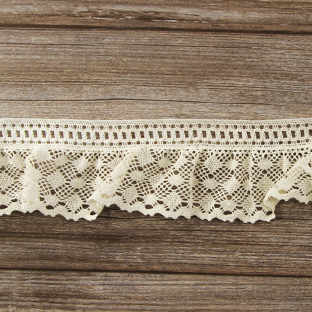 Мерсеризованное хлопковое кружево, 80 мм, цвет шампань. Арт 2217/72