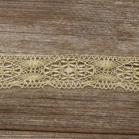 Мерсеризованное хлопковое кружево, 50 мм, цвет тёмно-бежевый. Арт 2218/2T