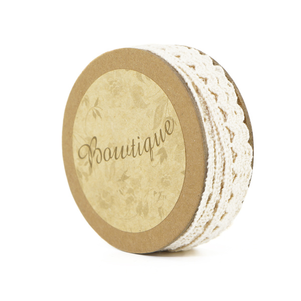 Кружево хлопковое на картонной катушке, цвет кремовый. Арт VL09.004