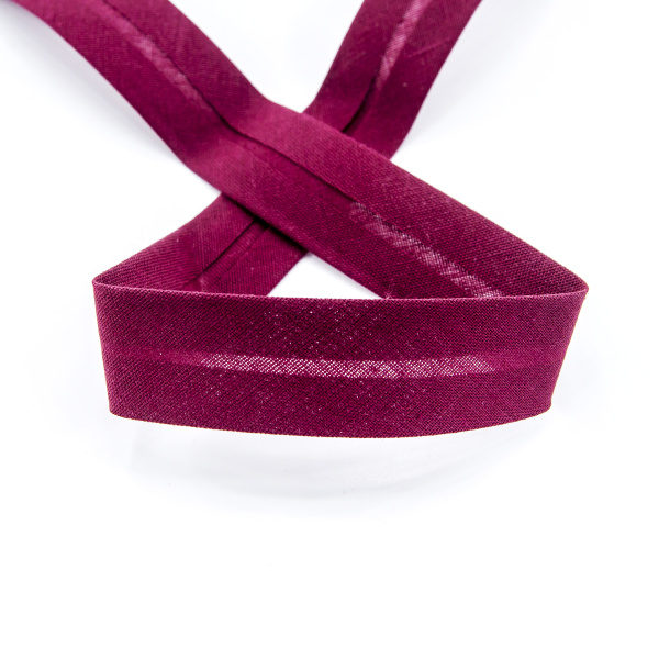 Косая бейка хлопок/полиэстер на блистере, 20 мм, 3 м, цвет 30,  Бордовый. Арт P06120-20мм-30          