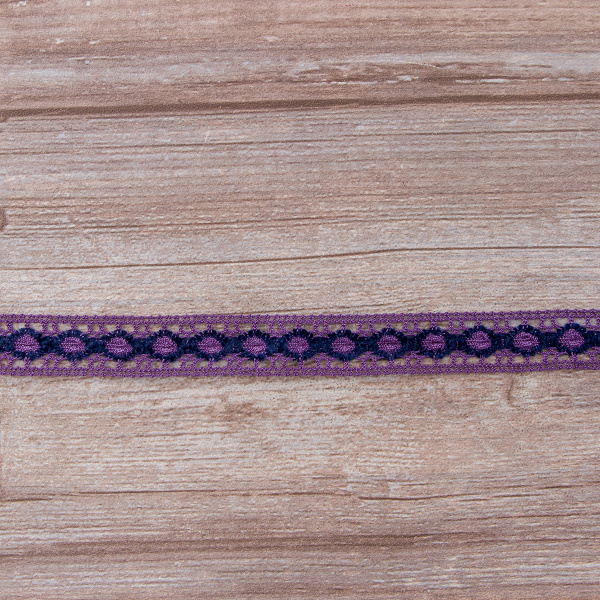 Мерсеризованное хлопковое кружево, 20 мм, цвет темно-сиреневый. Арт 3682/CN