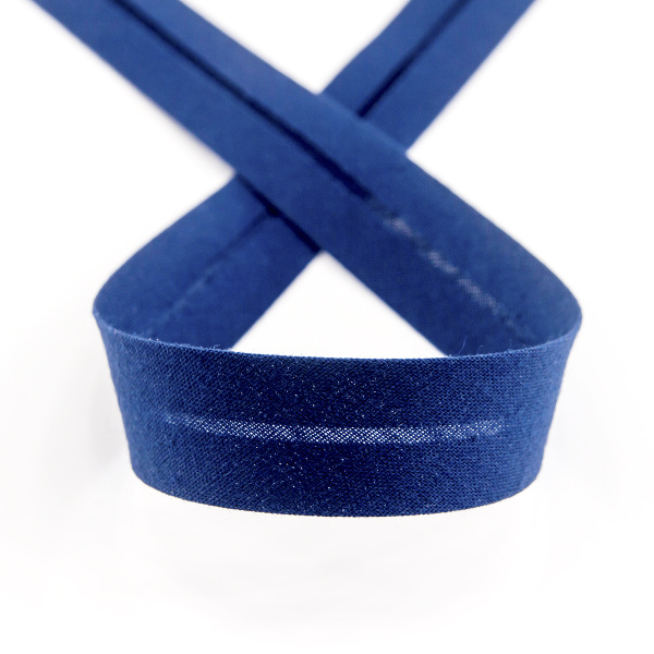 Косая бейка хлопок/полиэстер 20 мм, 25 м, цвет 15, темно-синий. Арт 6120-20мм-15            