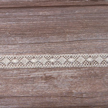 Мерсеризованное хлопковое кружево, 19 мм, шампань. Арт 2117/72