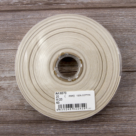Косая бейка хлопок, 20 мм, 20 м, цвет 63, цвет бежевый. Арт 6570-20мм-63