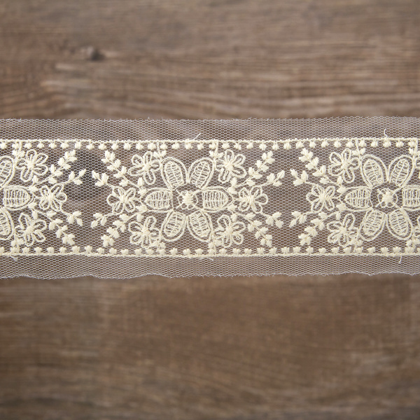 Кружево-вышивка на тюле, 22 мм, 14,6 м. Арт 41792/02