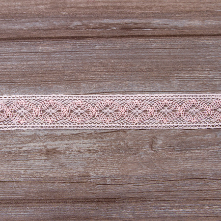 Мерсеризованное хлопковое кружево, 35 мм, цвет розовый. Арт 2223/06