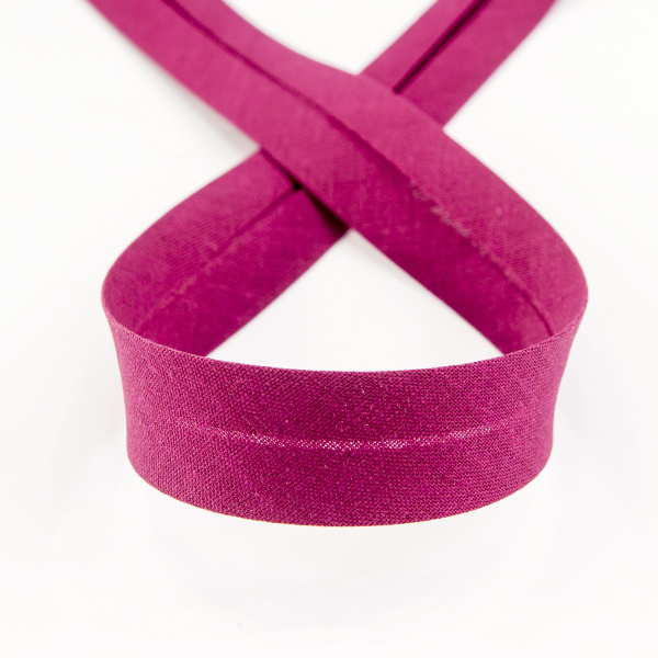 Косая бейка хлопок/полиэстер 20 мм, 25 м, цвет 30, бордо. Арт 6120-20мм-30            