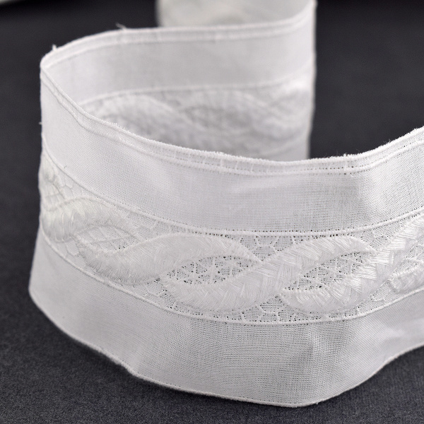 Шитье-вышивка на батисте, прошва, 60 мм, цвет белый. Арт 37250/B