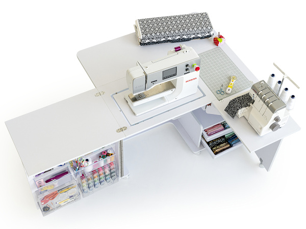 Стол раскладной для швейной машины с раскройным местом ECLIPSE, белый. Арт TLM.E-W001                  