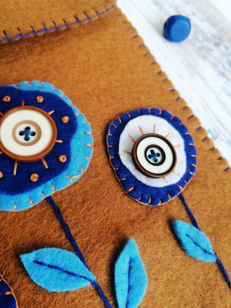 Набор для создания сумки из фетра "Синие цветы". Арт 30.001.02