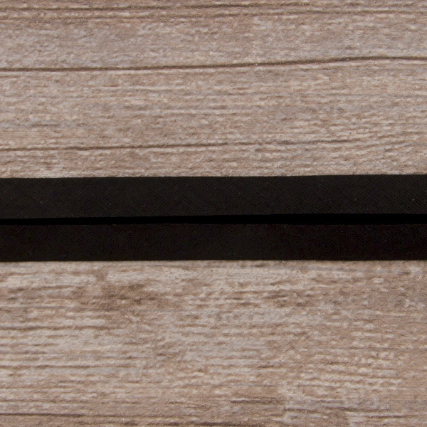 Косая бейка хлопок/полиэстер, 18 мм, 25 м, цвет 01, черный. Арт 6120-18мм-01