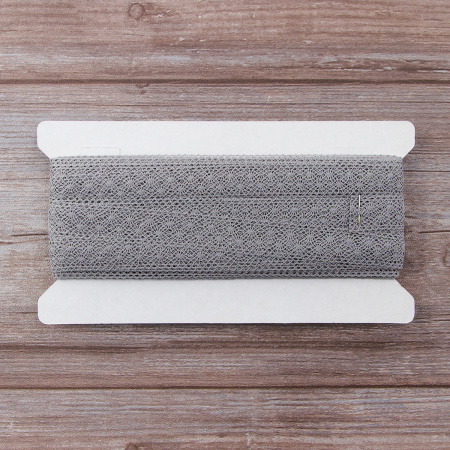 Мерсеризованное хлопковое кружево, 20 мм, цвет серый. Арт 2020/W3