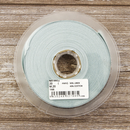 Косая бейка хлопок/лён, 20 мм, 20 м, цвет 144, серо-зеленый. Арт 6602-20мм-144