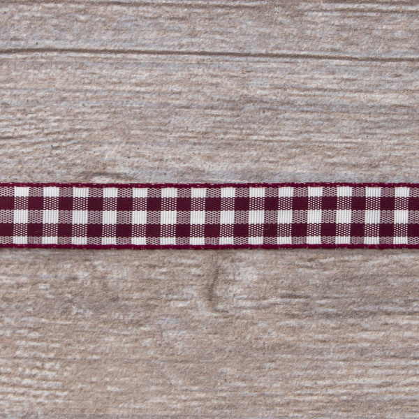 Лента с рисунком клетка SAFISA, 16(18) мм, 25 м, цвет 30, бордо. Арт 469-16мм-30             