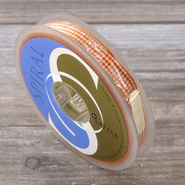 Лента с рисунком клетка SAFISA, 10 мм, 25 м, цвет 61, оранжевый. Арт 466-10мм-61             