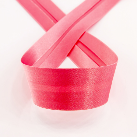 Косая бейка атласная 30 мм, 25 м, цвет 29, ярко-розовый. Арт 6260-30мм-29            