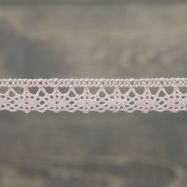 Кружево плетеное, 10 мм, цвет розовый, 100% хлопок, 5 м. Арт K-5001-268